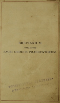 Breviarium juxta ritum Sacri Ordinis Praedicatorum. Pars 2