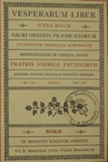 Vesperarum liber juxta ritum Sacri Ordinis Praedicatorum